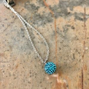 Swarovski Bright Blue Crystal Pendant Silver Chain